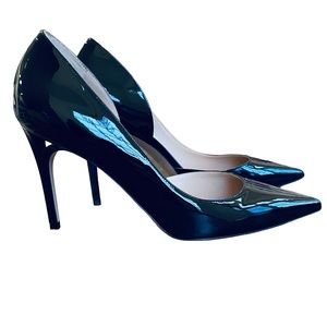 M. GEMI Black Paton Leather Stiletto Heels sz 40 Handmade in Italy like new!